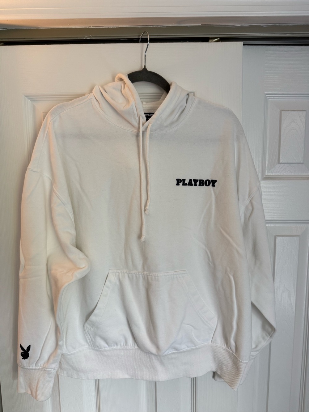 PLAYBOY White Hoodie with Black Logo